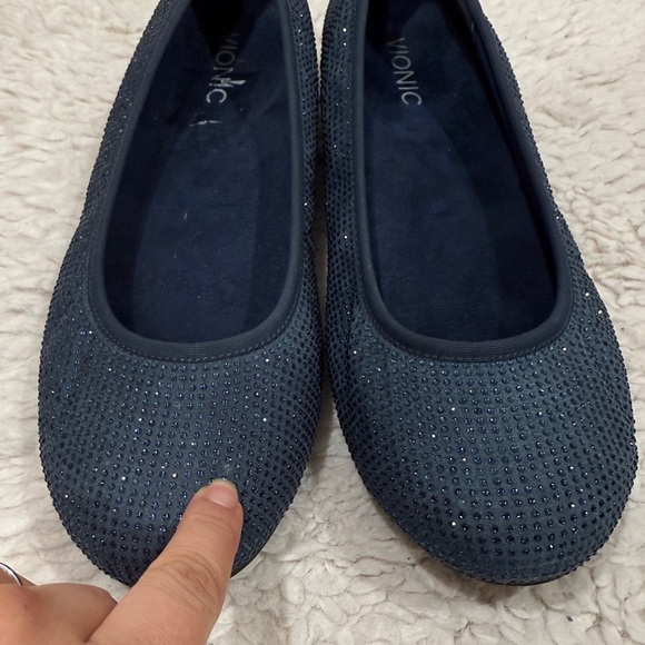 Vionic Womens Willow Ballet Flats Navy Sparkle Slip On Round Toe Sz 10 Rhineston - Picture 3 of 11